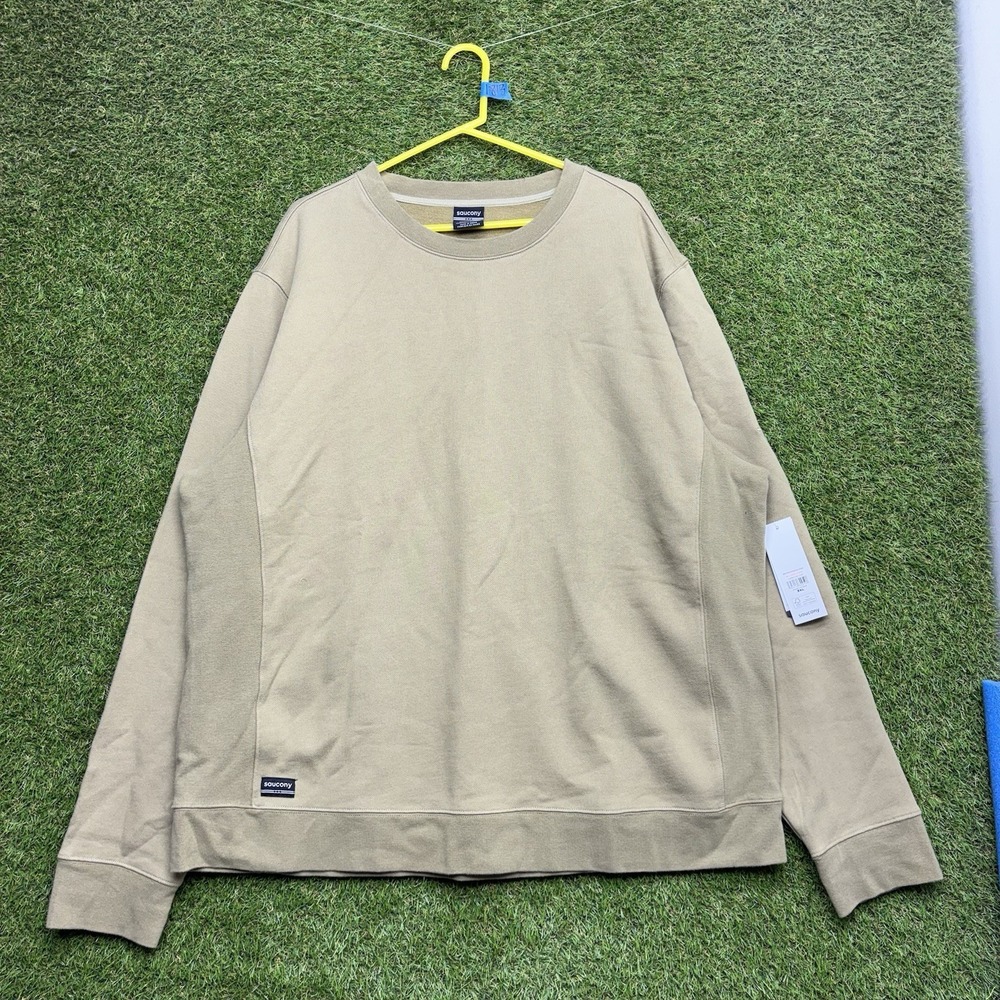 Saucony Sweatshirt Mens 3XL Beige Pullover CrewNeck Long Sleeve Sports NWT